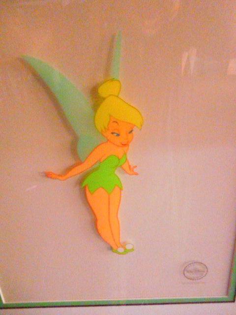Disney Sericel "Tinkerbell": Framed Disney Sericel; "Tinkerbell", from Peter Pan, 1990, limited edition run of 2500, with certificate of authenticity, 19 1/4" x 16 1/4". CONDITION: No issues noted.