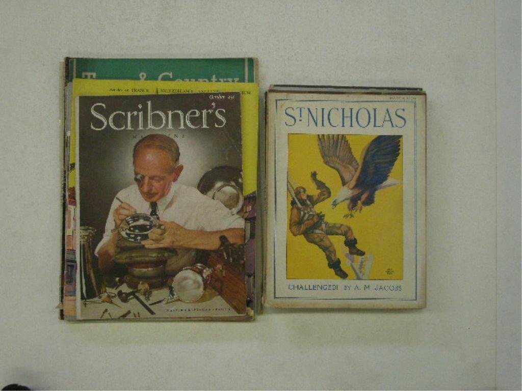 1930's & 1940's Magazines: Lot of 16 assorted issues of circa 1930-1948 magazines, Youth's Companion/American Boy, (4) St. Nicholas, The Golden Book Magazine, The Rotarian, Town & Country, County Life, Good Housekeeping, Scribn