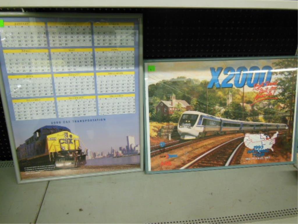 Railroad calendar and poster: CSX Transportation Calendar Yr 2000 Framed Amtrak 2000 Poster "1993" 20 1/2" x 29 1/2"