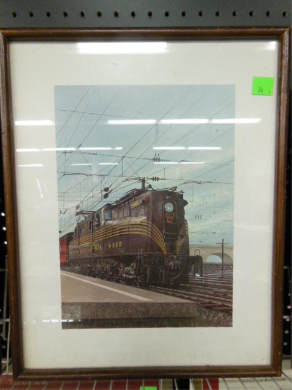 P.R.R. train print: P.R.R. train print Engine 4800 - 16 1/2" x 20 3/4" framed