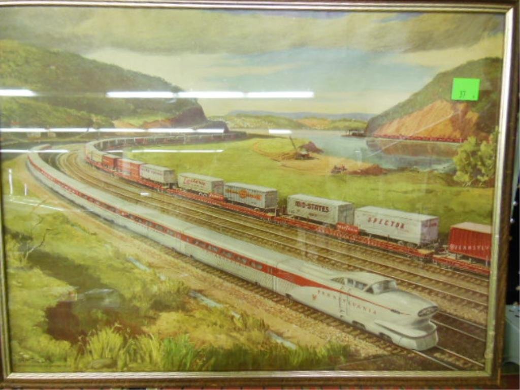 P.R.R. "1955" Calendar Top Framed.: P.R.R. "1955" Calendar Top 19" x 25" framed