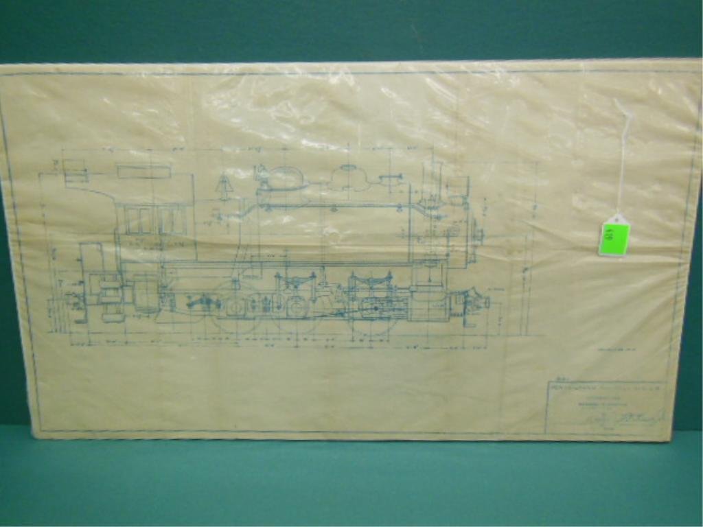 P.R.R. Steam Locomotive Blue Print 16" x 28": P.R.R. Steam Locomotive Blue Print 16" x 28"