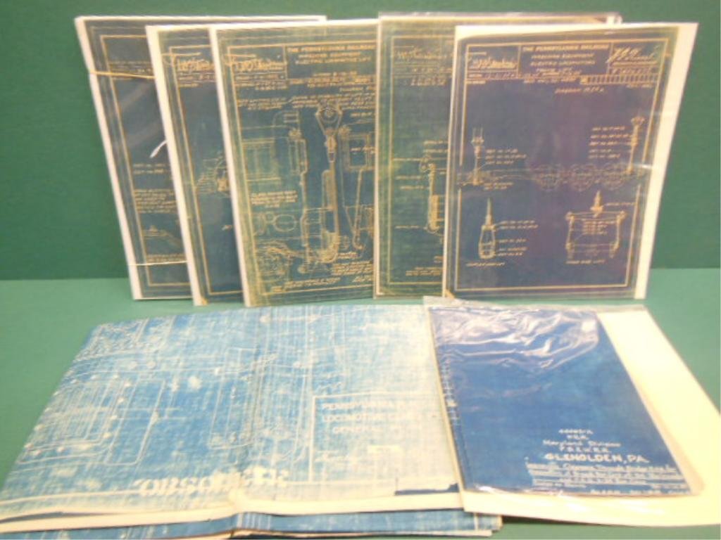 13 Assort. of P.R.R. & P.B & W.RR; P.R.R. Blue Prints: Blue print of P.R.R. Co. Locomotive Class B-3 Altoona 8-30-1901 34" x 57"; Assortment of P.R.R. & P.B & W.RR; P.R.R. Blue Prints Wrecking Lifts