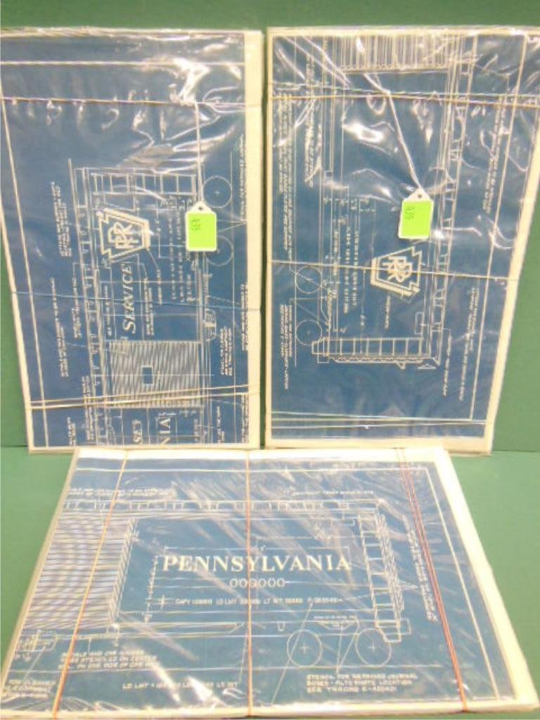 (12) P.R.R. Freight Car Lettering Blue Prints "1954": P.R.R. Freight Car Lettering Blue Prints "1954" P.R.R.