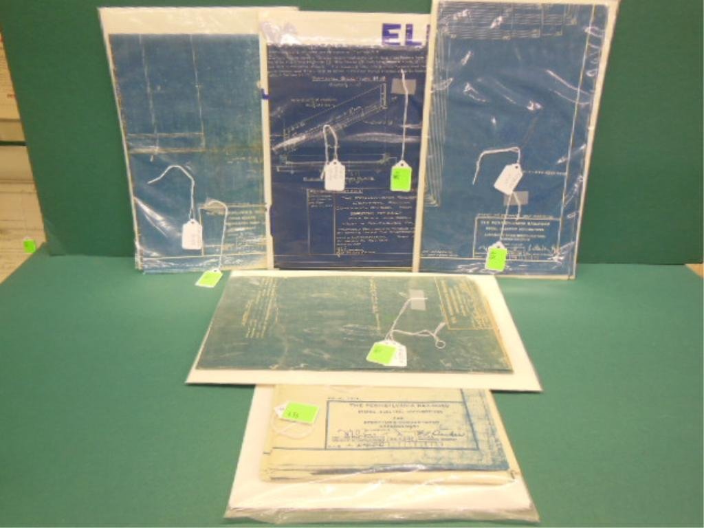 (5) P.R.R. ephemera: P.R.R. Diesel Elec. Locomotive Cab. P.R.R. Mechanical Hump "1926" Wrecking Equipment Locomotive P.R.R. P.R.R. Automatic Train Speed Control Wiring Diagram "1954" P.R.R. Bridge Spans
