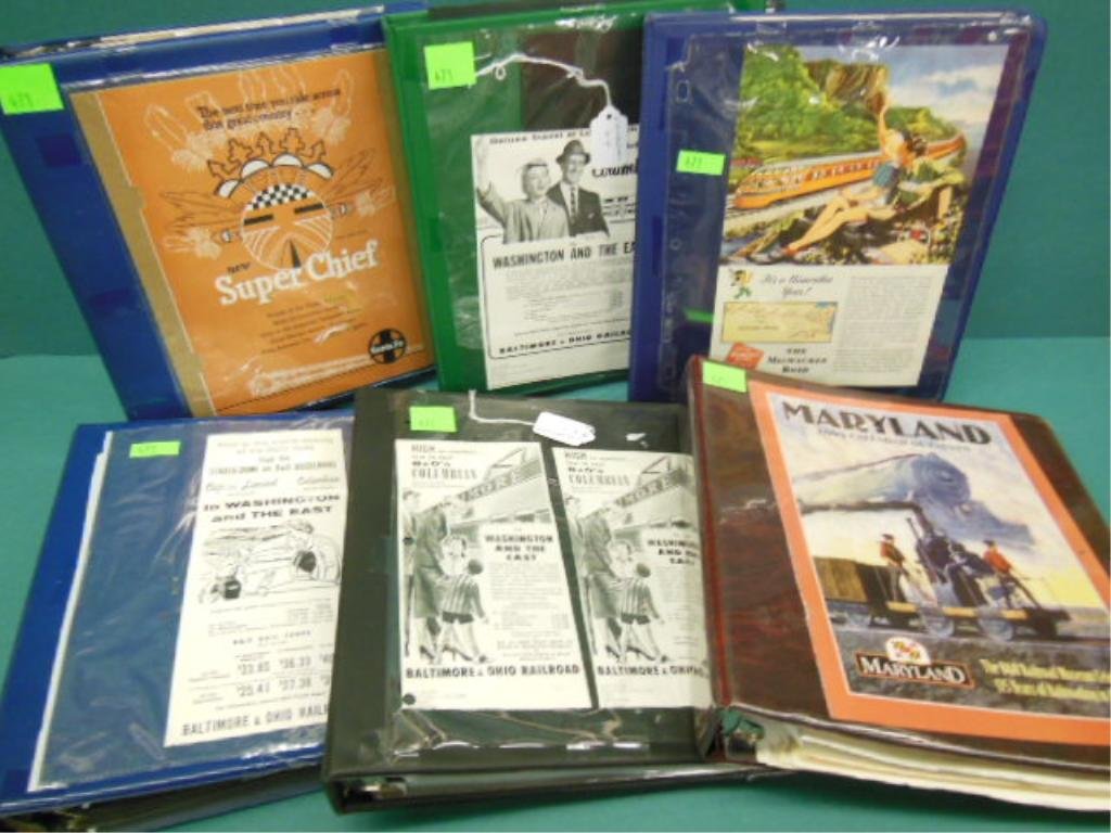 Lot of Book with R.R. Train Ads: Book with R.R. Train Ads; Book with R.R. Train Ads; Book with R.R. Train Ads; Book with R.R. Train Ads; Book with R.R. Train Ads; Old Book of R.R. Train Ads "1929"