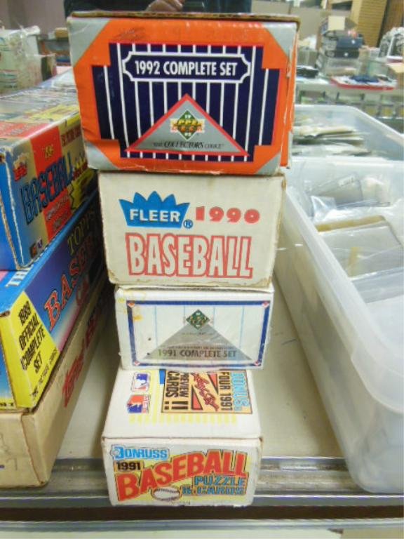 4 Boxes Baseball Cards: 4 Boxes Baseball Cards; includes: 1992 Upper Deck Complete Set (800 cards); 1990 Fleer logo stickers & cards (672 cards); 1991 Upper Deck log hologram cards & (800 cards) in plastic wrap; 1991 Donruss