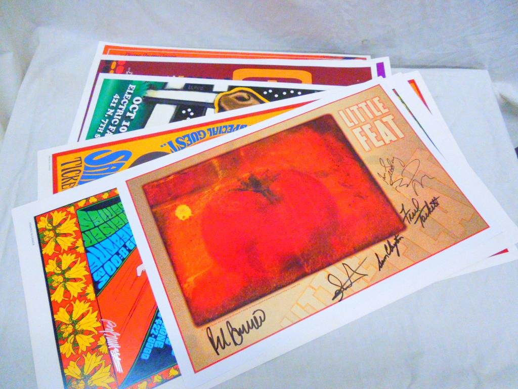 Lot of 7 Concert Posters: Lot of 7 Concert Posters, Including: Black Crowes, Warren Haynes, Gov't Mule, (signed and numbered by Lauren Lopez), Bob Dylan/Paul Simon & Neil Young signed by Bob Masse, and a band signed Little Fea