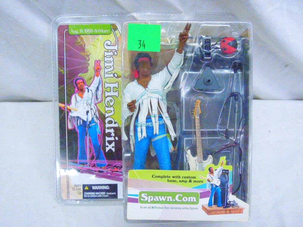 Jimi Hendrix Figure By McFarlane: Jimi Hendrix Figure By McFarlane circa 2003. Condition: New in original packaging. Package shows wear.