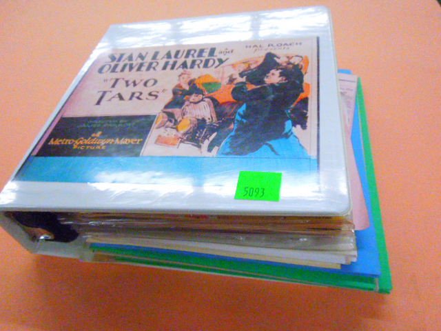 Binder of Laurel & Hardy material: Binder of Laurel and Hardy material including; Pizza Adv. Stickers, TV Guide Article, Magazines, Greeting Cards, Plus Convention Packets, etc. CONDITION: Good