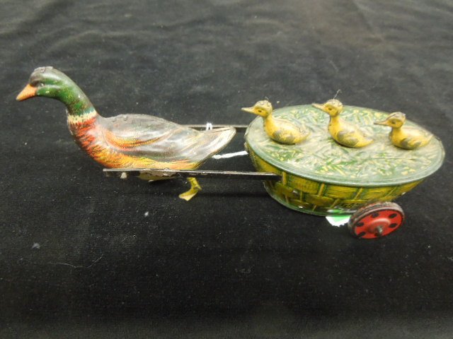 Vintage German Duck wind up Toy: Quack Quack Paak Paak, Lehmann, Condition; wear from age, working