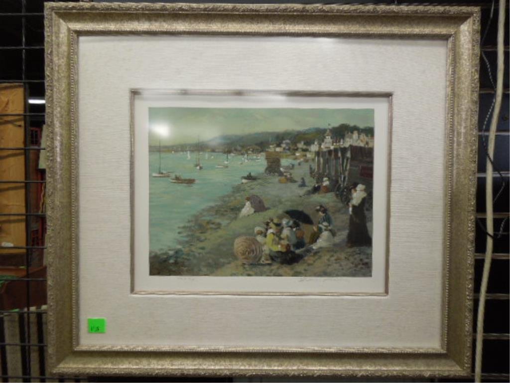 Plisson, Serigraph, channel Coast: Henri Plisson, signed in graphite, serigraph [XXXIV/C], channel coast. 25 3/4 h x 29 1/2 w [frame] CONDITION: Not examined out of frame, no evident issues.