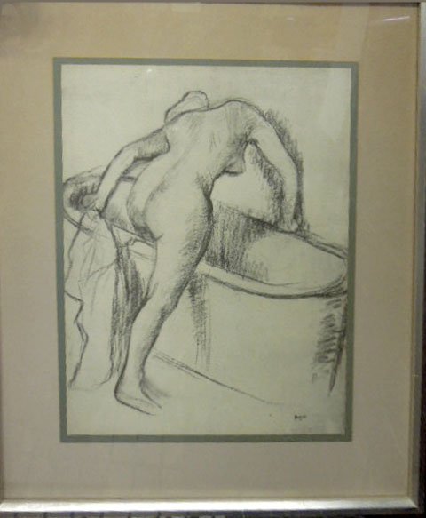 Degas, Print, The Bath: [after] Edgar Degas, print, The Bath. 12 3/4" h x 9 3/4" w = image 19h x 15 5/8 w= frame CONDITION: Image laid down on board.