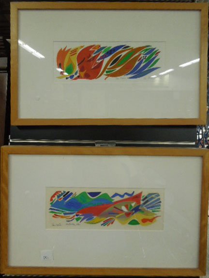 [2] Sam Maitin, collage, "Der, Reicher": [2] Sam Maitin, signed, collage, "Der Reicher, later"; "Der Reicher, much later". 13 1/2"h x 21 3/4"w=frames. CONDITION: Not examined out of frame; no evident issues.