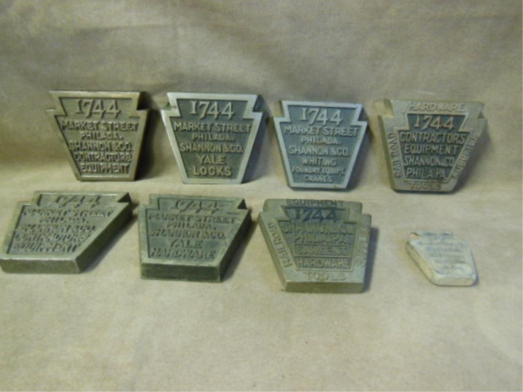 J. Jacob Shannon paperweights: Eight J. Jacob Shannon, Philadelphia, Keystone paperweights, early 20th C.