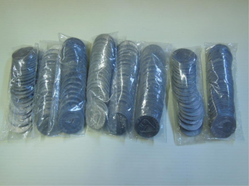 New Haven RR Aluminum Tokens: Large lot of New Haven railroad dining service aluminum tokens. CONDITION: Good.