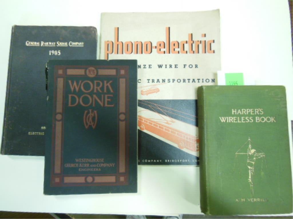 Vintage R.R. Electronics Applications publications: [4 pcs] Vintage Railroad/Trolley bus electronics applications publications; to include: General Railway Signal Co.: Electric Interlocking Equipment Catalog (1905); Westinghouse Church Kerr and Co., "W