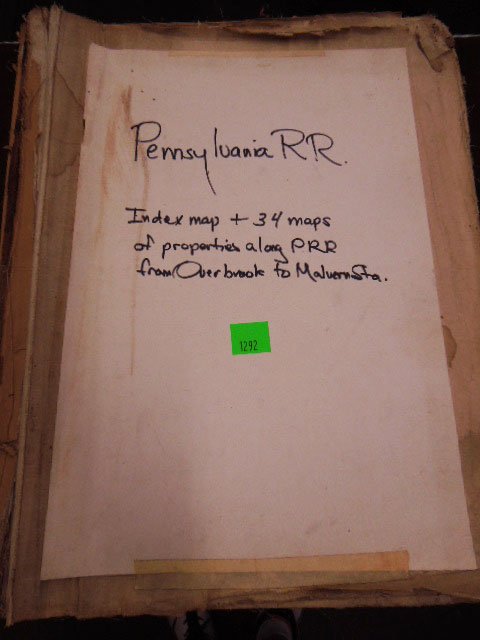 PRR Property Atlas, Overbrook to Malvern (c. 1887): J.L. Smith. Atlas of Properties Along the Pennsylvania Railroad from Overbrook to Malvern, with index map & 34 area maps. Philadelphia, c. 1887.CONDITION: Covers lacking; partially disbound, most maps