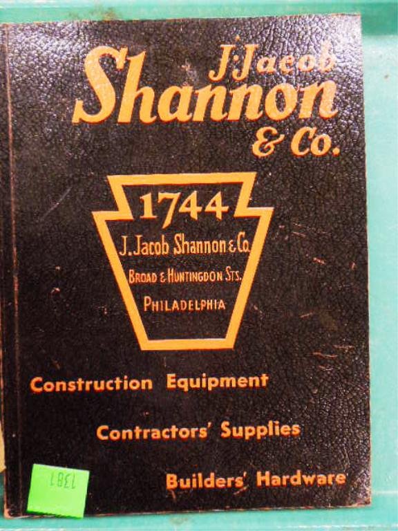 J. Jacob Shannon & Co. Product Catalogs: [2] J. Jacob Shannon & Co., Philadelphia, Product Catalogs [Railroad and other industrial equipment purveyors]: no. 18 (c. 1917); no. 44 (c. 1943). CONDITION: No. 18: covers with substantial wear and 