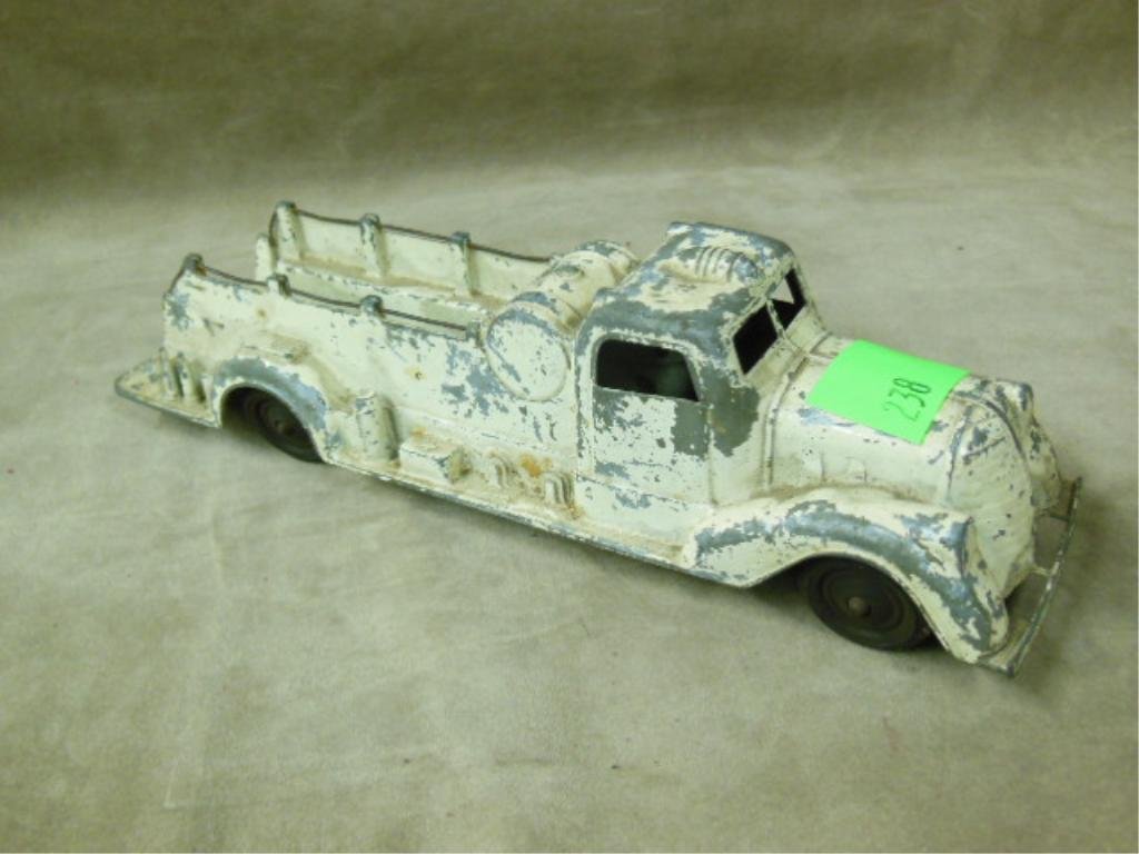 Cast Metal Toy Truck "ABC Towing Service" Masters: Vintage cast metal "ABC Towing Service" toy truck made by Metal Masters Co., U.S.A. CONDITION: Fair, paint loss, slight bend on rear.
