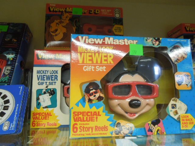 (3) Tyco View Master 3-D Gift Sets: Three Tyco View Master 3-D gift sets including; two Mickey look Viewer, The Lion King ( with one extra reels pack), all in original packages. CONDITION: Good in packages.
