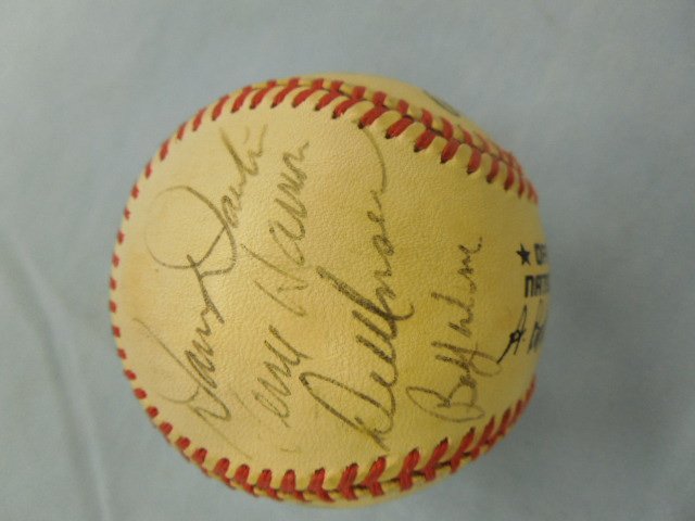 Baseball w/Multiple Signatures: Rawlings "Official Ball" National League with signatures including: Darren Daulton, Jerry Harmon, Dell Unser, bob Wine, Maje McDonnell, Duffy Dyer, Jim McAndrew, Tony Taylor, Chris Short, Wayne Garret