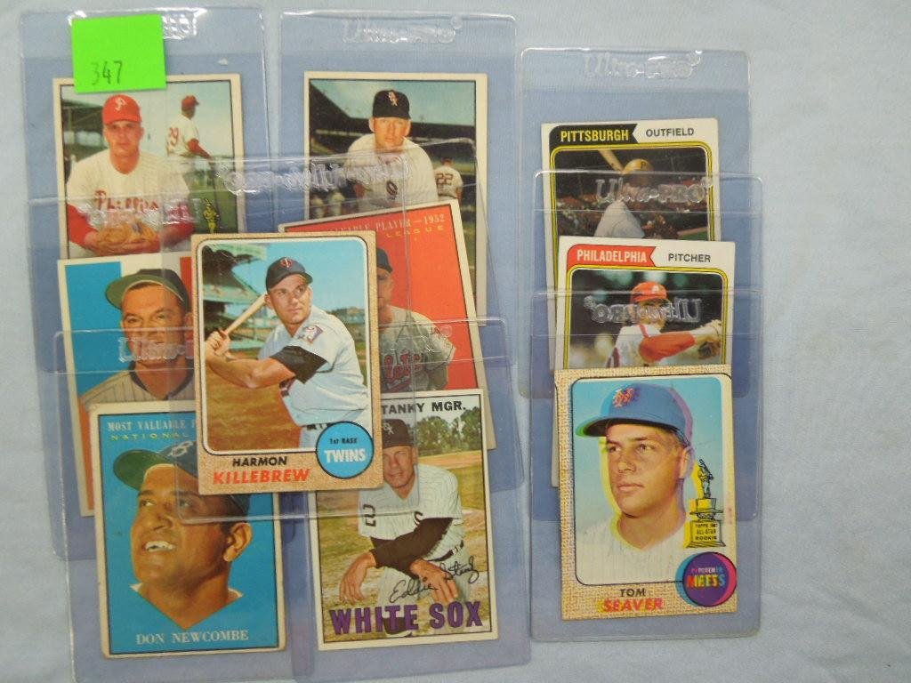 (12) 1960s-80s Baseball Cards: Twelve 1960s-80s Baseball Cards. Including; (3) Gaylord Perry, Topps 1964, 72 & 74, (7) Nolan Ryan, Topps 1974, 81, 82 & 86, Fleer 1986 & 1991 Mothers Cookies, Topps 1960 Mays-Rigney #7 & 1964 Kovfax 