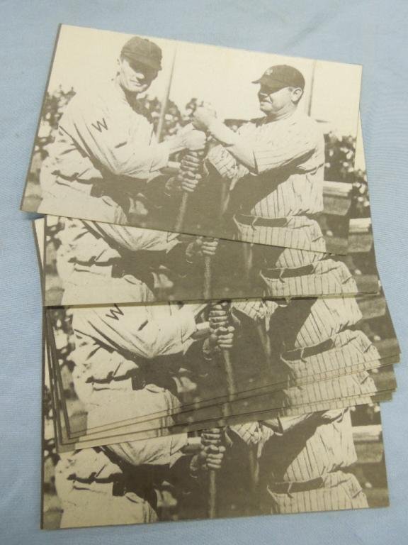 12 Sports Card Show Ads on Index Cards: Twelve sports card show ads on index cards, American Sports Card Collectors Association show, featuring a picture of Walter Johnson & Babe Ruth, show advertisement on 3 1/2" x 5 1/2" card, Nov. 1978, 