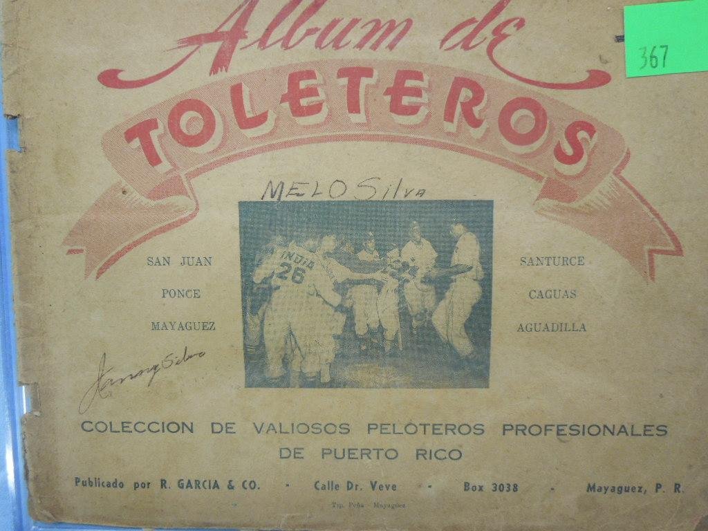 1939 Puerto Rico Baseball Album: 1939 Puerto Rico baseball album "Album de Toleteros" (album of sluggers), collection of professional baseball players of Puerto Rico (empty) with format on players & teams. CONDITION: Album is in roug