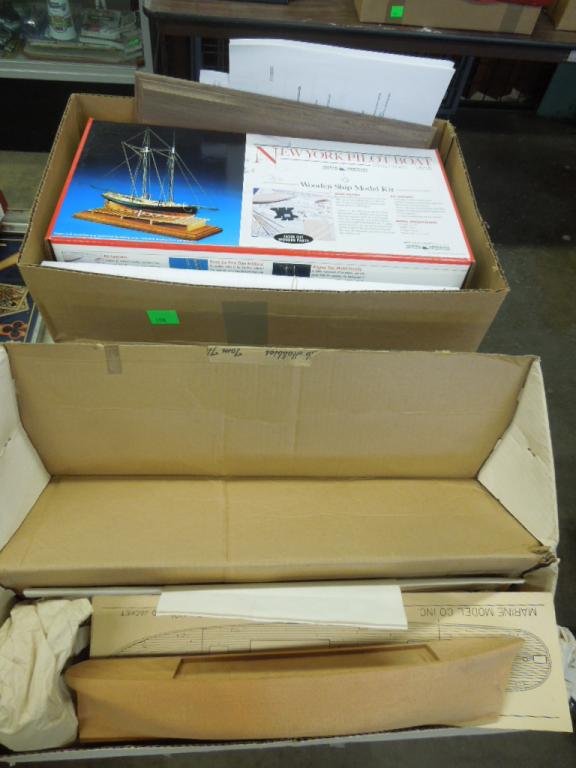 3 Wooden Ship Model Kits: Three wooden ship model kits, all in original packages with stands including; one red jacket, no. 1121, one New York pilot boat, Phantom 1868 & one Colonial Schooner, Sultana of 1767. CONDITION: New i