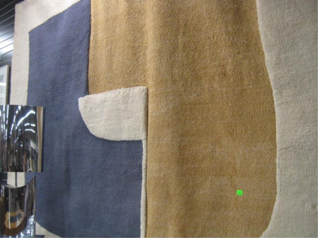Marcerelli Wool Wall Hanging: Marcerelli wool wall hanging, 7' x 9', abstract in charcoal, beige & ivory, c1960-70. [5a] CONDITION: No issues identified.