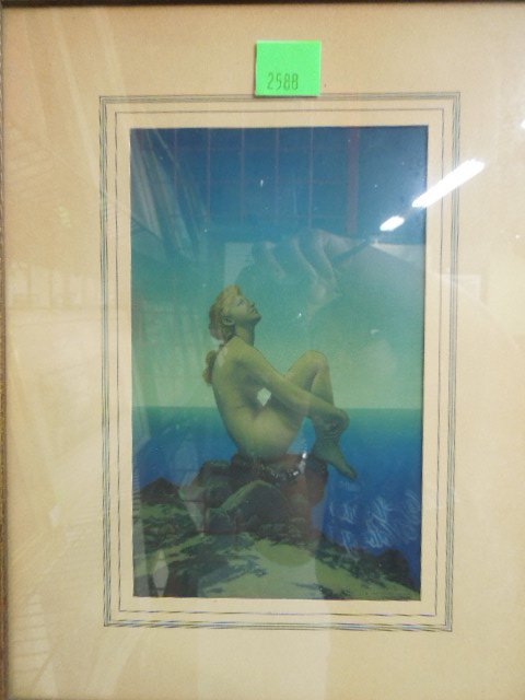 M. Parrish, Print, "Stars": Vintage Maxfield Parrish print, "Stars"; The House of Art imprint, & retains House of Art paper label verso. 9 1/8 h x 5 5/8 w = image (sight) 14 5/8 h x 11 1/2w = frame CONDITION: No issues identifie