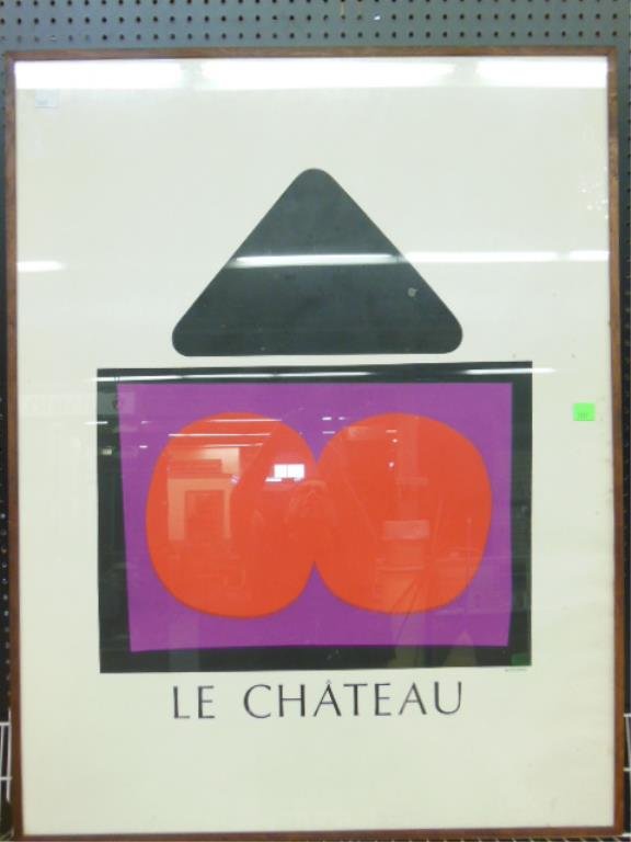 V. Firenze Poster: "Le Chateau": [Poster] Vittorio [Firenze], signed with imprint line, "Le Chateau" 44 h x 34 1/2" w = sheet (sight) 45" h x 35 1/2 " w = frame CONDITION: Sporadic areas of light foxing, probably most on inner glass 