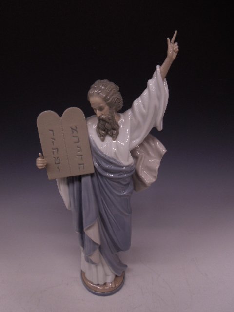 Lladro Figurine Moses: Lladro Figurine Moses, # 5170, retired, 16 1/2" Condition; top finger repaired, otherwise good