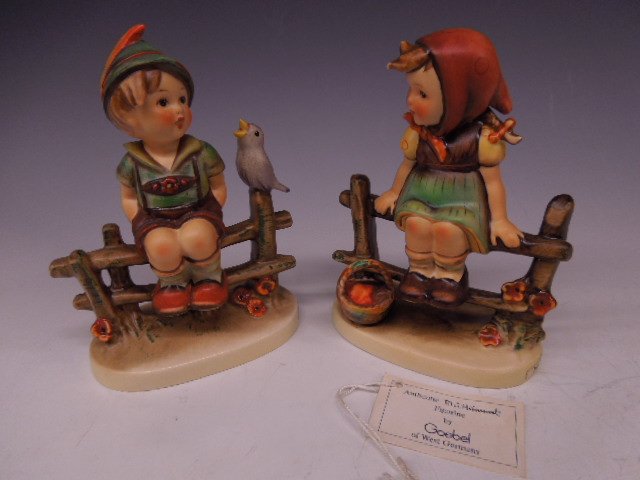 2 Hummel Figurines: Two Hummel figurines; Just Resting, #112/I, 5" with C of A & Wayside Harmony, 111/I, 5" both Mark 4. CONDITION: No chips, cracks or crazing.