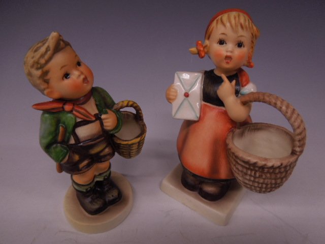 2 Hummel Figurines: Two Hummel figurines, Village Boy, #51 2/0, Mark 4, 5"; & Meditation, 13/0, Mark 3, 5 1/4". CONDITION: No chips, cracks, very minor crazing on both pieces.