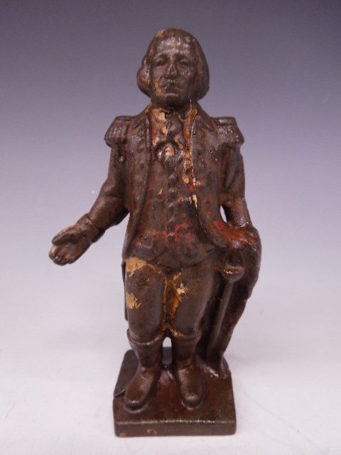Cast Iron Washington Bank: Cast Iron George Washington bank, standing, unmarked, 6 1/2"h Condition, most of the paint gone from the figure