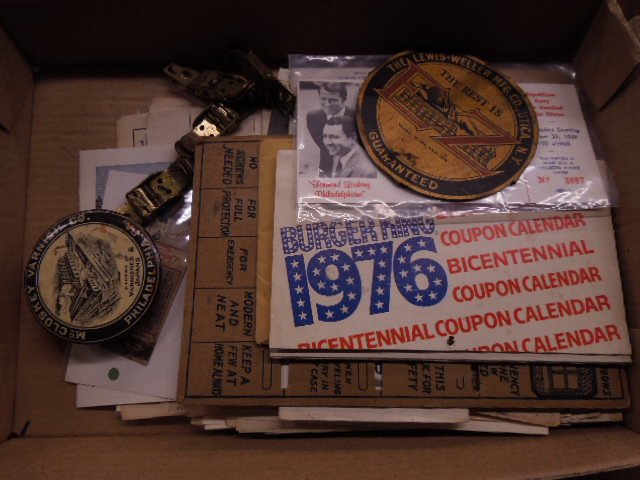 Lot Paper & Other Items: Lot paper & other items, including: maps, vacation guide, letters & receipts, on company letterheads, Simpson suit & Alaska View booklets, advertising brush & small round sign, Burger King Bicentennia