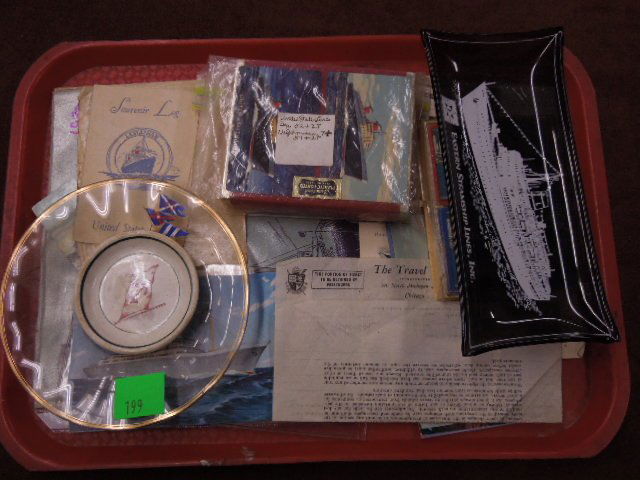 Lot of Steamship Souvenirs: Lot of Steamship souvenirs includes: Items from the S.S. Leviathan, United States Lines & others. CONDITION: Good, used.
