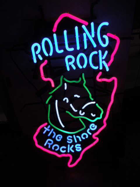 rolling rock neon beer sign