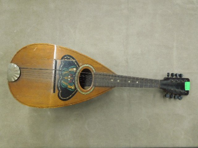 Vintage Supertone Bowl back Mandolin: Vintage Supertone bowl back mandolin, made by Sears & Roebuck. CONDITION: Fair, has cracks.