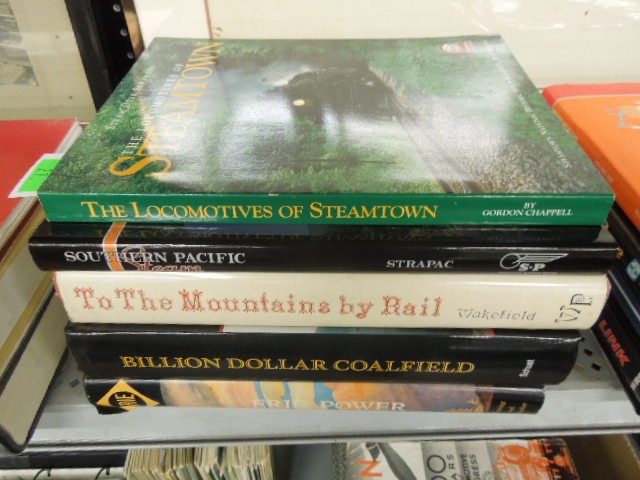 5 Railroad books Steam Engine: 5 Railroad books Steam Engine including; (4) hard cover - southern Pacific Steam (2011), To Mountains by Rail (1970), Billion Dollar Coal Field (2010), Erie Power (1970), plus (1) soft cover - The Loc