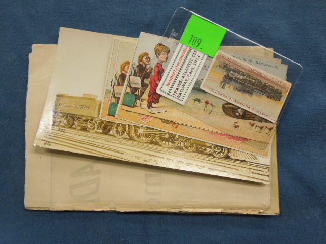 Atlantic city & Other Railroad Items: Atlantic City & other railroad items, including: one Lambert & Butler trading card - World locomotives #23 (4) Atl City Rwy 1027, Late 19th C. "To Atlantic City" excursion cards, Atl, Cty RR #1027 eng