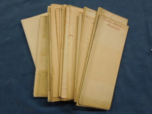 (23) 1886 Phila & Reading RR ledger papers & other: (23) 1886 Philadelphia & Reading RR including: statements, stock in hand, pay lists, general ledger entries, invoices, ledger papers and other Condition; Some wear from age especially at edges