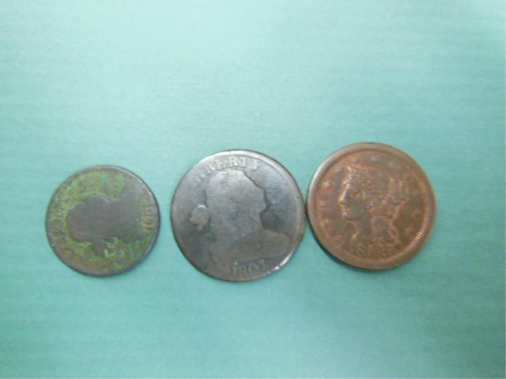 1802 1/2¢; 1805, 1853 Large Cents: 1802 1/2¢; 1805, 1853 Large Cents. CONDITION: '02 AG- corroded; '05 AG, 1853 EF.