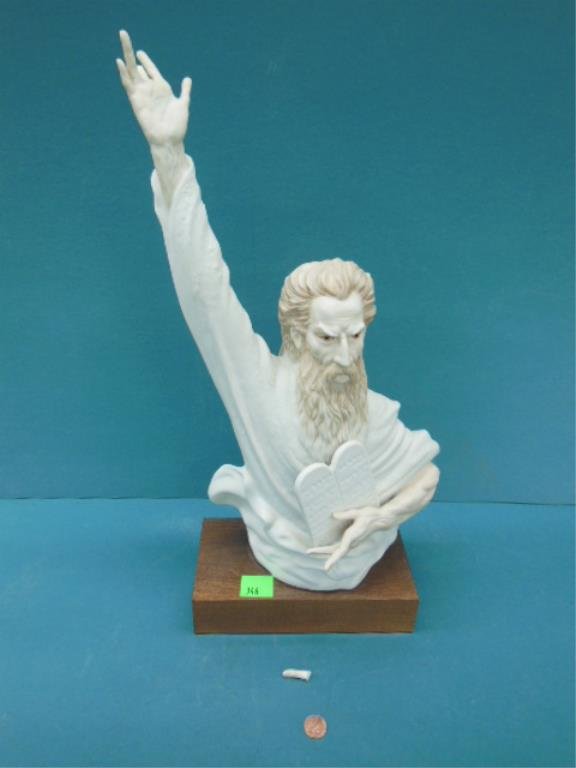 Cybis Porcelain Sculpture of Moses: Cybis porcelain sculpture of "Moses", #232, hgt 19 1/2". CONDITION: One finger broken off and unattached.