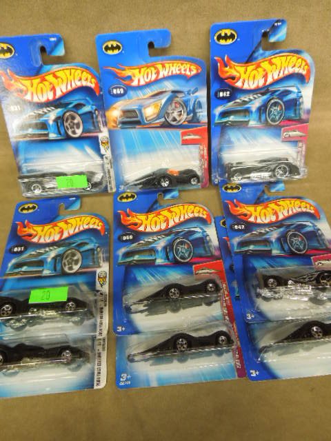 9 Hot Wheels First Edition Limited Batmobiles: 9 Hot Wheels First Edition Limited Batmobiles, some duplicates. Condition: All in original packaging.