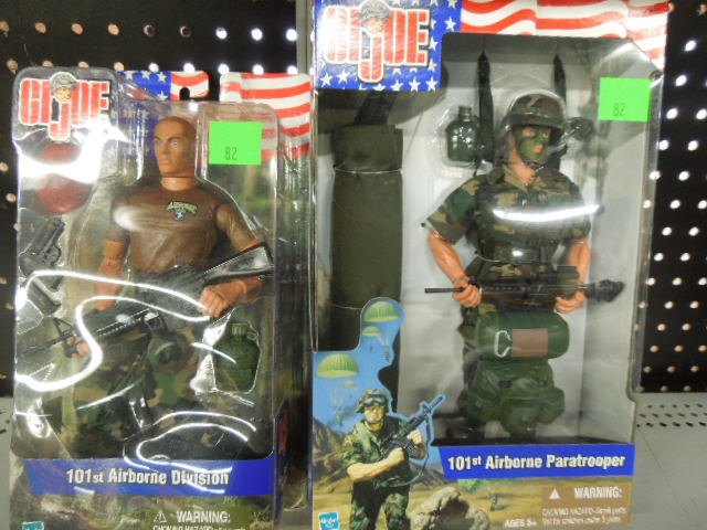2- GI Joe Action Dolls 101 First Airborne Div.: 2- GI Joe Action Dolls 101 First Airborne division Includes: red beret & paratrooper with parachute. Condition: In original packages