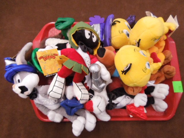 8- Warner Bros. Studio Store Plush Toys: 8- Warner Bros. Studio Store Plush Toys. Including 3 Tweety, Bugs, Taz & other. Condition: Good, Most with tags.
