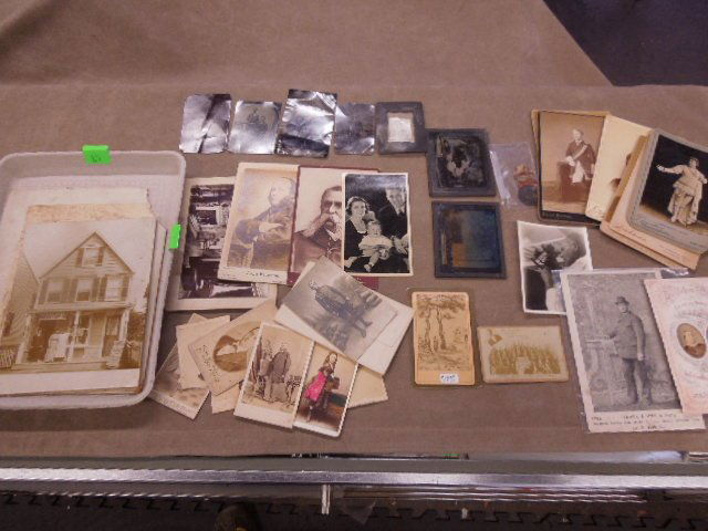 Lot Vintage Studio photos & tin types: Lot Vintage Studio photos & tin types including; 6 x 71/2" open car going up hill (may be at Niagara falls), Castles Ice Cream, Studio photos (large and small), 4 tin types, children, brothers, husban